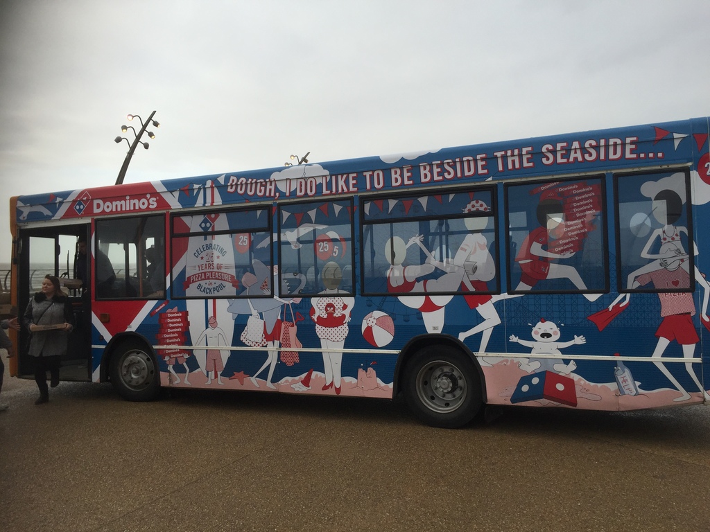 Bus with Dominos Pizza livery