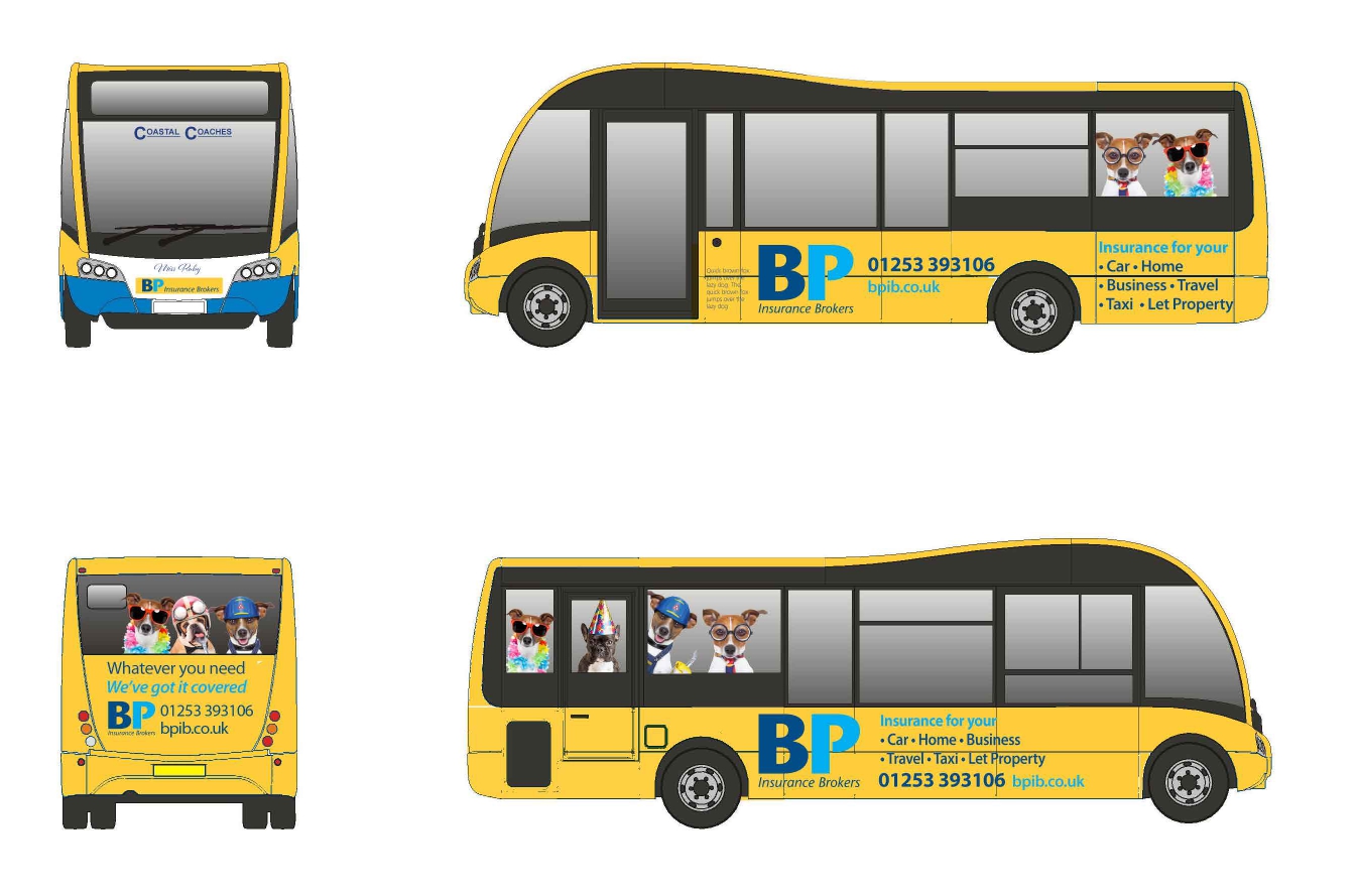 Artwork layout for a bus